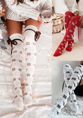 Christmas rope bow stockings Casual thermal stockings