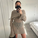 Women Sexy Knitting Off Shoulder Mini Dress