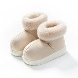 Thick-Soled Fleece Slippers For Women In Winter Plus Velvet Indoor Home Bag And Confinement Cotton Shoes