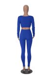 Women Winter Solid Long Sleeve Square Neck Top and Pant Two-piece Set