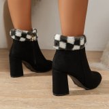 Women Trendy Suede Block Heel Short Boots Fashion Boots