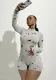 Women Sexy Hollow Ripped Knitting High Waist Long Sleeve Jumpsuit