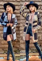 Women's Clothing Autumn And Winter Fashion Casual Printed Cardigan Knitting Career Sweater