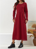 Plus Size Women Knitting Lace and Velvet Casual Maxi Dress