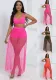 Women Beach See-Through Mesh Top andSkirt Three-Piece