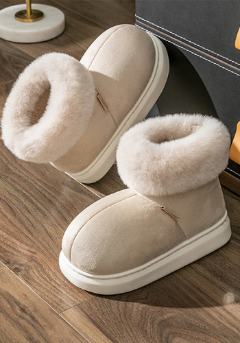 Thick-Soled Fleece Slippers For Women In Winter Plus Velvet Indoor Home Bag And Confinement Cotton Shoes