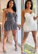 Fashionable Women's Solid Color Mesh Beaded Suspender Dress（customized,MOQ 6pcs/size/color,process time 7-10 days）
