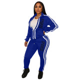 Women Casual Patchwork Printed Top and Pant Sports Two-piece Set