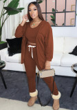 Women's Solid Color Tank Top Loose Jacket Tight Fitting Pants Plus Size Suit