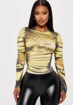 Women Printed Round Neck Long Sleeve T-Shirt
