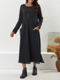 Plus Size Women Knitting Lace and Velvet Casual Maxi Dress