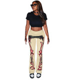 Women's Autumn And Winter Fashion Positioning Print Pocket Wide Leg Casual Pants