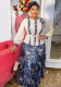Plus Size Women African Top+ Print Skirt Two Piece
