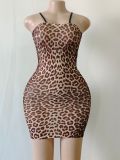 Women 's Leopard Print Sexy Straps Nightdress