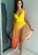 Sexy One-Piece Bikini Gradient Beach Skirt  Two-Piece Swimsuit Set For Women