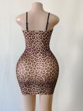 Women 's Leopard Print Sexy Straps Nightdress