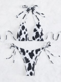 Cow Print Sexy Two Pieces Swimsuit Strappy Beach Bikini