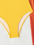 Sexy One-Piece Bikini Gradient Beach Skirt  Two-Piece Swimsuit Set For Women