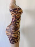 Women 's Tiger Print Sexy Straps Nightdress