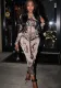 Autumn Women 's Sexy Digital Print Mesh High Waist Slim Long Dress