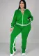 Women 's Clothing Zippered Leg Slit Casual Two Piece Plus Size Sportswear