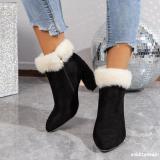 Women Trendy Suede Block Heel Short Boots Fashion Boots