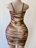Women 's Tiger Print Sexy Straps Nightdress