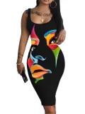Sling Printed Fashion Plus Size Bodycon Dress