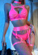 Sexy Bra Underwear Lace-Up Hollow Patchwork Fishnet Lingerie Set