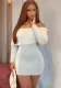 Women Solid Long Sleeve Off Shoulder Patchwork Furry Sexy Mini Dress