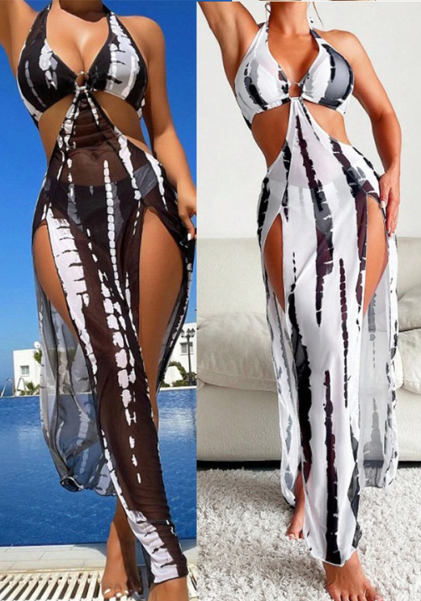 Women Printed Sexy Slit Dress Swimwear