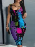 Sling Printed Fashion Plus Size Bodycon Dress
