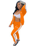 Women 's Fashion Letter Embroidered Zip Sport Two Piece Pants Set