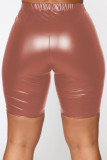Women 's Casual Solid Color Leather Pants