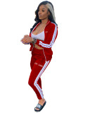 Women 's Fashion Letter Embroidered Zip Sport Two Piece Pants Set