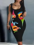 Sling Printed Fashion Plus Size Bodycon Dress