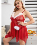 Christmas Women Furry Suspender Sexy Lingerie Set