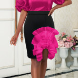 Stylish Contrast Color Versatile High Waist Women's Party Wear Bodycon Skirts