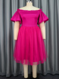 Strapless lantern sleeve Chic style comfortable A-line dress
