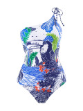 digital printing One-piece swimsuit long skirt two piece swimwear for women