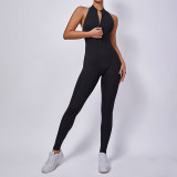 Women Zipper Sleeveless Sports Running Fitness Yoga Jumpsuit