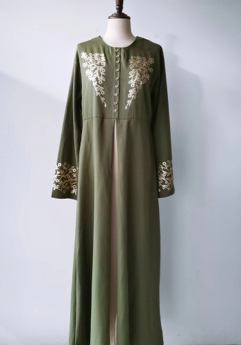 Muslim Contrast Slim Fit Chic Long Patchwork Long Dress