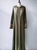 Muslim Contrast Slim Fit Chic Long Patchwork Long Dress