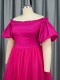 Strapless lantern sleeve Chic style comfortable A-line dress
