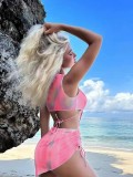Women Bikini Rainbow Gradient Print Beach Swimwear Three-Piece