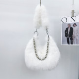 Autumn And Winter Furry Bag Imitation Fox Fur Armpit Bag Pearl Chain Shoulder Bag