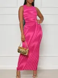 Summer Striped Gradient Printed Sexy Slim Fit Slim Waist Bodycon Tight Fitting Dress