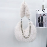 Autumn And Winter Furry Bag Imitation Fox Fur Armpit Bag Pearl Chain Shoulder Bag