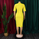 Women African V-Neck Solid Bodycon Dress