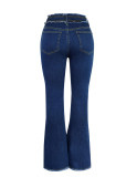 Women's Jeans Stretch Mid-Rise Washed Denim Pants